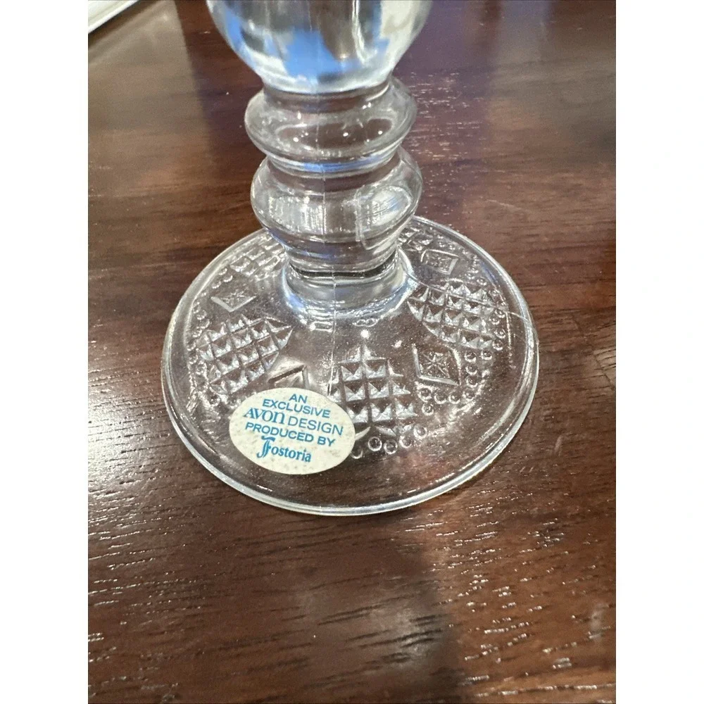 NIB Vintage Avon‎ Heart and Diamond Fostoria Glass Loving Cup Candle Holder 1978